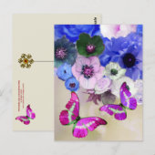 Carte Postale ROSES BLEUS, FLEURS ET BOUTEILLES, Pâques Florales (Devant / Derrière)