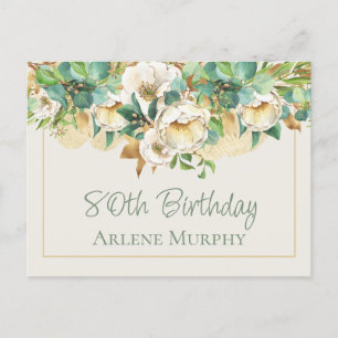 Carte Postale Roses Cream Sucré 80e Anniversaire