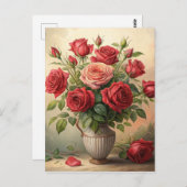 Carte Postale Roses dans le vase (Devant / Derrière)