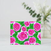 Carte Postale Roses d'aquarelle rose Fuchsia (Debout devant)