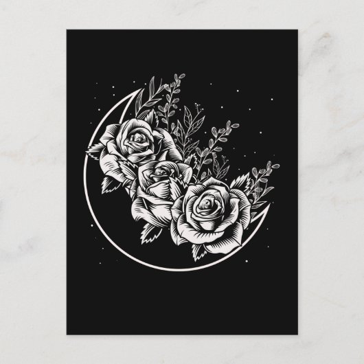 Carte Postale Roses de Gothiques Lune Gothique Wicca Fleurs de C (Devant)