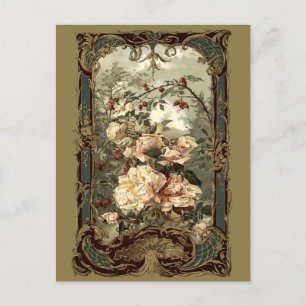 Carte Postale Roses de l'époque victorienne et cadre baroque Roc