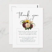 Carte Postale Roses de Marsala Tournesols Budget Mariage Pas Che (Devant / Derrière)