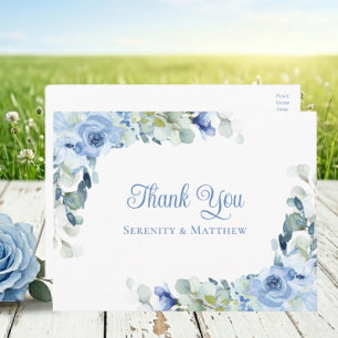 Carte Postale Roses de remerciement de mariage à l'aquarelle ble