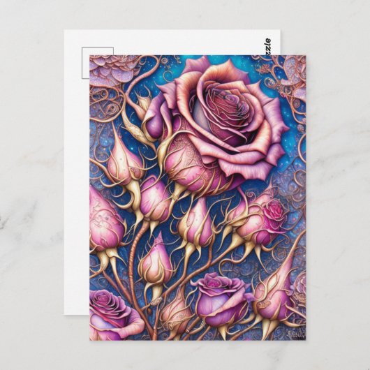 Carte Postale Roses élégants (Devant / Derrière)