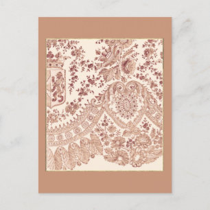 Carte Postale Roses en dentelle rose