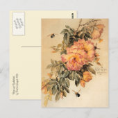 Carte Postale "Roses et bourdons" de Paul de Longpré (Devant / Derrière)