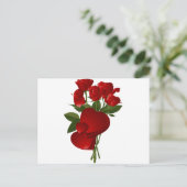 Carte Postale Roses et Coeurs rouges étonnants (Debout devant)