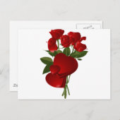 Carte Postale Roses et Coeurs rouges étonnants (Devant / Derrière)