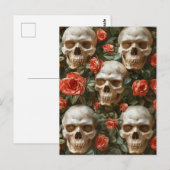 Carte Postale Roses et crânes (Devant / Derrière)