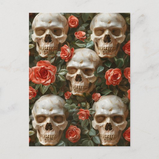 Carte Postale Roses et crânes (Devant)
