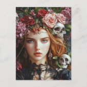 Carte Postale Roses et crânes Persephone (Devant)