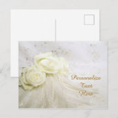 Carte Postale Roses et dentelle blanches mariages Personnalisez (Devant / Derrière)