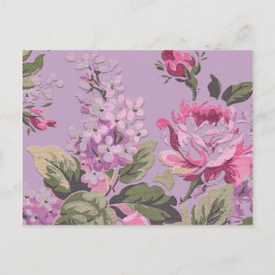Carte Postale Roses et Lilas Floral Vintage Victorien