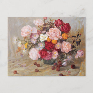 Carte Postale Roses et marguerites
