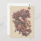 Carte Postale Roses et papillons (Devant / Derrière)