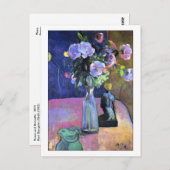 Carte Postale Roses et Statuette de Gauguin (Devant / Derrière)