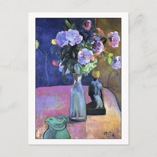 Carte Postale Roses et Statuette de Gauguin (Devant)