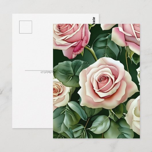 Carte Postale Roses, fleurs, Croisement (Devant / Derrière)
