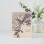 Carte Postale Roses Fleurs de Rosier Rose Blanche (Debout devant)