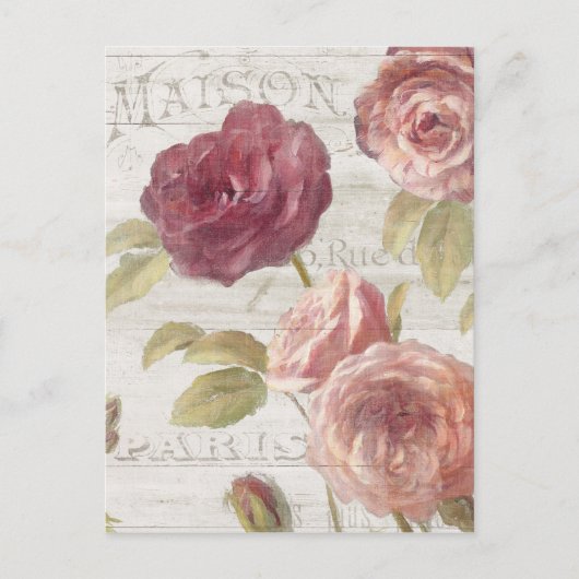 Carte Postale Roses français Pastel Pink (Devant)