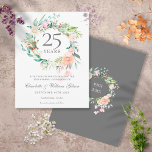 Carte Postale Roses Garland 25th Anniversary Save the Date<br><div class="desc">Featuring a delicate watercolour floral garland,  this chic botanical 25th wedding anniversary save the date invitation can be personalised with your special save the date information. The reverse features a matching floral garland framing your anniversary dates in elegant white text on a silver background. Designed by Thisisnotme©</div>