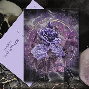 Carte Postale Roses gothiques violets heureux Halloween