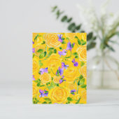 Carte Postale Roses jaunes et violettes Floral   (Debout devant)