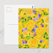Carte Postale Roses jaunes et violettes Floral   (Devant / Derrière)