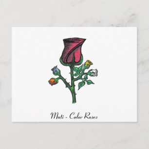 Carte Postale Roses multicolores
