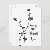 Carte Postale Roses Noires et Blanches Merci (Devant / Derrière)