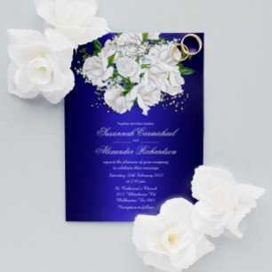 Carte Postale Roses nuptiaux blancs sur l'invitation mariage ble