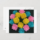 Carte Postale Roses Origami (Devant / Derrière)