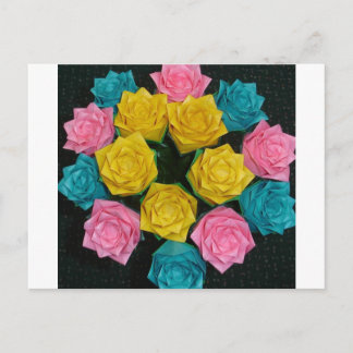 Carte Postale Roses Origami