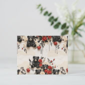 Carte Postale Roses papier et ours noirs Valentine (Debout devant)