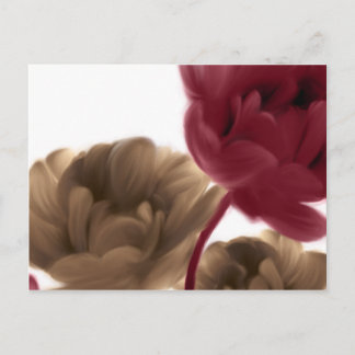 Carte Postale Roses peints - Bourgogne et toile de jute