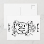 Carte Postale Roses pour les 50 ans d'anniversaire de mariage de (Devant / Derrière)