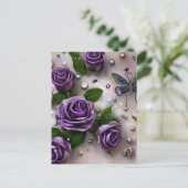 Carte Postale Roses Pourpre & Perles (Debout devant)