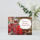 Carte Postale Roses romantiques & Champagne Miroir antique (Debout devant)