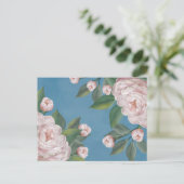 Carte Postale Roses rose pâle avec Arrière - plan bleu marine (Debout devant)