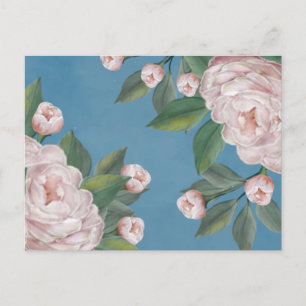 Carte Postale Roses rose pâle avec Arrière - plan bleu marine