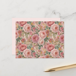 Carte Postale Roses Rose Poussiéreux Charmant Artistique Vert Sa