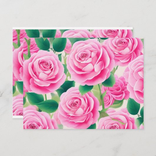 Carte Postale Roses roses (Devant / Derrière)