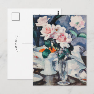 Carte Postale Roses roses dans un vase en verre Samuel John Pe