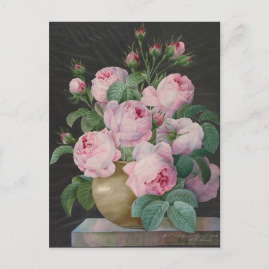 Carte Postale Roses roses dans un vase par Pierre Joseph (Devant)