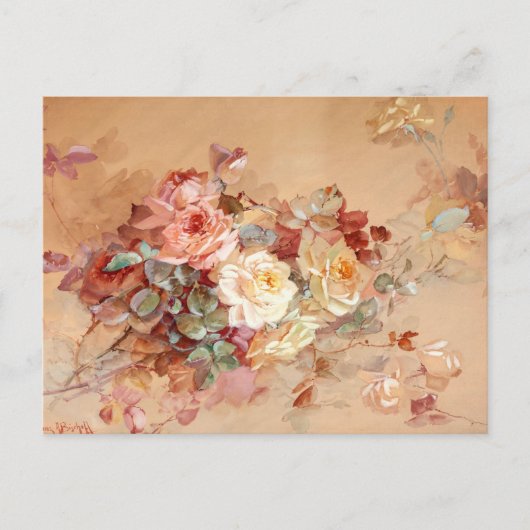 Carte Postale Roses roses et jaunes (Devant)