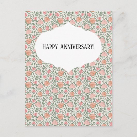 Carte Postale Roses roses et pêches Vintage Parfait (Devant)