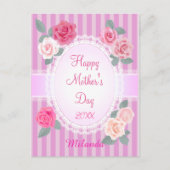 Carte Postale Roses roses joyeuse fête des mères (Devant)