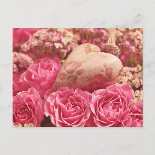 Carte Postale Roses roses roses et cœur (Devant)