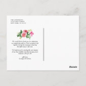Carte Postale Roses roses roses Mariage Merci (Dos)